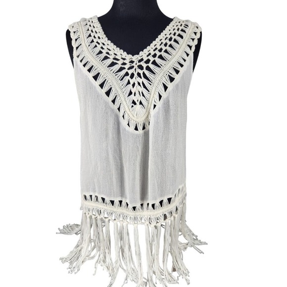 Miracle med/large  Crochet top with tassels boho style - Picture 1 of 10